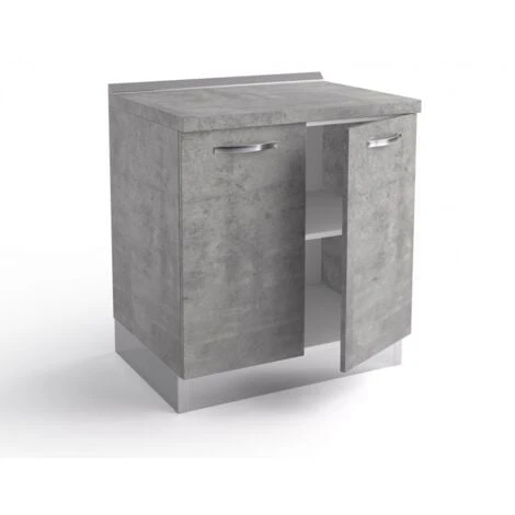 Base Cucina 80x60xH84 Cm In Legno Grigio Cemento Con Due Ante Grigio 1 Base Cucina 80x60xH84 Cm In Legno Grigio Cemento Con Due Ante Grigio