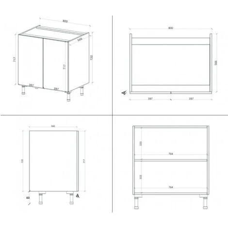Base Cucina 80x60xH84 Cm In Legno Grigio Cemento Con Due Ante Grigio 2 Base Cucina 80x60xH84 Cm In Legno Grigio Cemento Con Due Ante Grigio - immagine 2