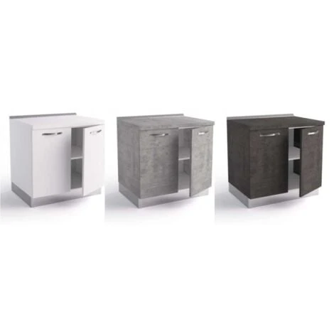 Base Cucina 80x60xH84 Cm In Legno Grigio Cemento Con Due Ante Grigio 3 Base Cucina 80x60xH84 Cm In Legno Grigio Cemento Con Due Ante Grigio - immagine 3