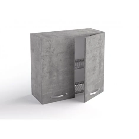 Pensile Scolapiatti Cucina 80x33xH72 Cm In Legno Grigio Cemento Con Due Ante Grigio 1 Pensile Scolapiatti Cucina 80x33xH72 Cm In Legno Grigio Cemento Con Due Ante Grigio