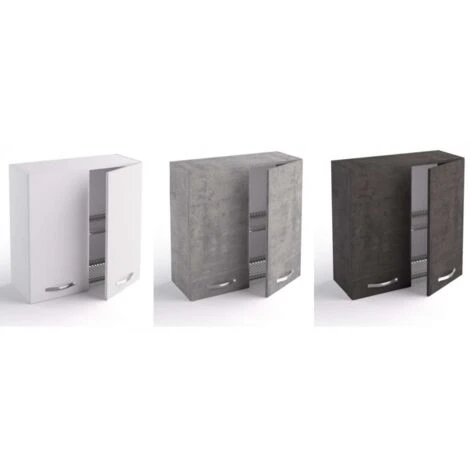 Pensile Scolapiatti Cucina 80x33xH72 Cm In Legno Grigio Cemento Con Due Ante Grigio 2 Pensile Scolapiatti Cucina 80x33xH72 Cm In Legno Grigio Cemento Con Due Ante Grigio - immagine 2