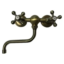 Rubinetto Gruppo Lavello A Parete Bronzato, Vecchio Ottone Maniglie A Stella Rosoni Decorati -Wenko Negozio 43565418 3