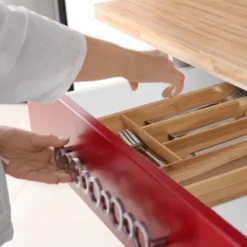 Relaxdays Portaposate Da Cassetto In Bambù, 6 Scomparti, Divisore Posate E Utensili Da Cucina, 5 X 27,5 X 46cm, Naturale -Wenko Negozio 43909504 3