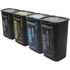 SET 4 PATTUMIERE RACCOLTA DIFFERENZIATA CON COPERCHIO