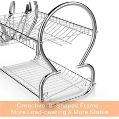 Portapiatti In Acciaio Inossidabile Scolapiatti Scolapiatti A 2 Strati Supporto Per Tazze E Scolaposate, -Wenko Negozio 47300510 3