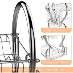 Portapiatti In Acciaio Inossidabile Scolapiatti Scolapiatti A 2 Strati Supporto Per Tazze E Scolaposate, -Wenko Negozio 47300510 4