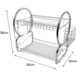 Portapiatti In Acciaio Inossidabile Scolapiatti Scolapiatti A 2 Strati Supporto Per Tazze E Scolaposate, -Wenko Negozio 47300510 5