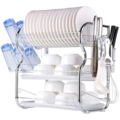 Scolapiatti A 3 Strati Supporto Per Tazze E Scolaposate, Scolapiatti Portapiatti In Acciaio 422543.5cm -Wenko Negozio 47300563 3