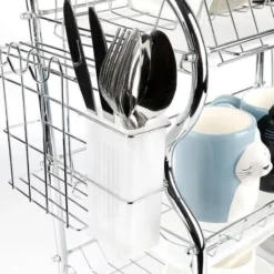 Scolapiatti A 3 Strati Supporto Per Tazze E Scolaposate, Scolapiatti Portapiatti In Acciaio 422543.5cm -Wenko Negozio 47300563 5