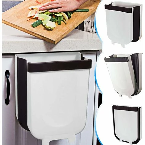 Kueatily Cestino Della Spazzatura Da Parete Pieghevole Da Cucina Per L'ufficio In Casa Dell'auto 9L (bianco) 1 Kueatily Cestino Della Spazzatura Da Parete Pieghevole Da Cucina Per L'ufficio In Casa Dell'auto 9L (bianco)
