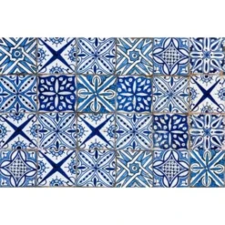 Paraschizzi In Alluminio Azulejos Blu, 48x72 Cm