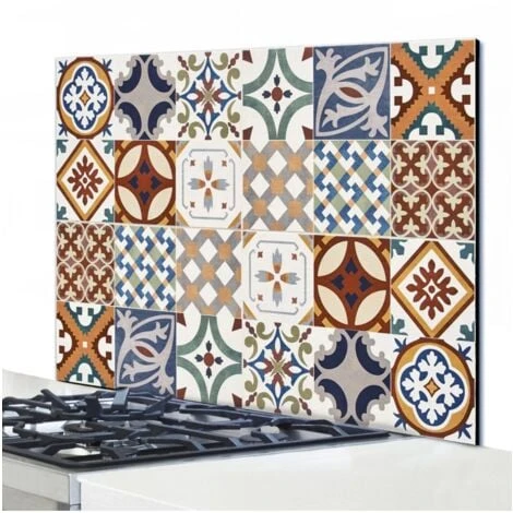 Paraschizzi In Alluminio Azulejos Rosse, 48x72 Cm 2 Paraschizzi In Alluminio Azulejos Rosse, 48x72 Cm - immagine 2