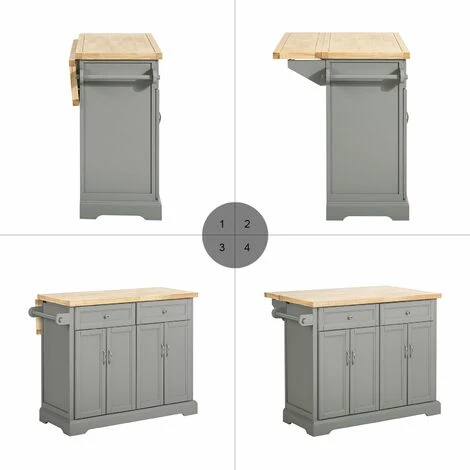 SoBuy Carrello Cucina Credenza Cucina Mobile Cucina Bianco Con Route Piano Allungabile Grigio FKW71-HG 3 SoBuy Carrello Cucina Credenza Cucina Mobile Cucina Bianco Con Route Piano Allungabile Grigio FKW71-HG - immagine 3