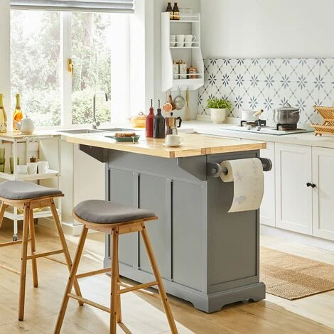 SoBuy Carrello Cucina Credenza Cucina Mobile Cucina Bianco Con Route Piano Allungabile Grigio FKW71-HG 5 SoBuy Carrello Cucina Credenza Cucina Mobile Cucina Bianco Con Route Piano Allungabile Grigio FKW71-HG - immagine 5