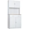 HOMCOM Credenza Cucina Con Armadietti A 2 Ante E Cassetto In Legno, 80x40x180cm - Bianco