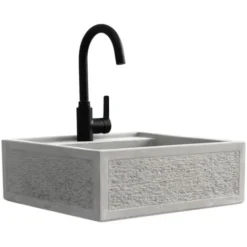 Lavello Da Esterno In Cemento Martellinato Grigio Cm 45x42x16h Cm Modello Navarra
