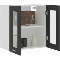 Armadio Sospeso Con Vetro Grigio 60x31x60 Cm In Truciolato -Wenko Negozio 51101115 4