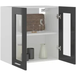 Armadio Sospeso Con Vetro Grigio Lucido 60x31x60 Cm Truciolato -Wenko Negozio 51118682 4