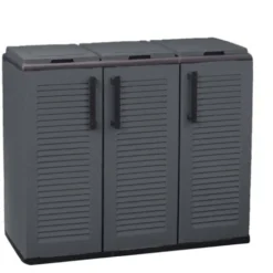 Dmora Armadio Portarifiuti Da Esterno O Interno, Mobile Porta 3 Sacchi A 3 Ante Per Raccolta Differenziata, 100% Made In Italy, Cm 102x37h84, Colore Grigio, Con Imballo Rinforzato