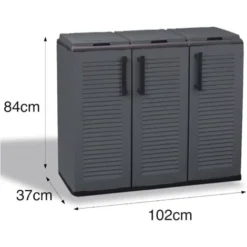Dmora Armadio Portarifiuti Da Esterno O Interno, Mobile Porta 3 Sacchi A 3 Ante Per Raccolta Differenziata, 100% Made In Italy, Cm 102x37h84, Colore Grigio, Con Imballo Rinforzato -Wenko Negozio 51602194 3