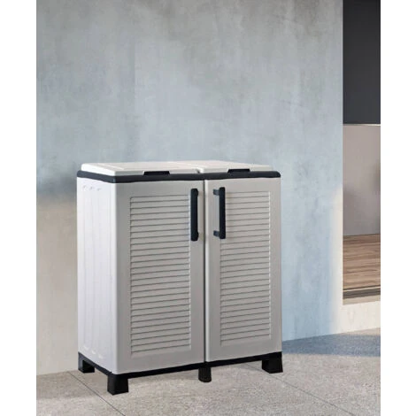 Dmora Armadio Portarifiuti Da Esterno O Interno, Mobile Porta 2 Sacchi A 2 Ante, 100% Made In Italy, Cm 68x37h90, Colore Grigio Chiaro, Con Imballo Rinforzato 2 Dmora Armadio Portarifiuti Da Esterno O Interno, Mobile Porta 2 Sacchi A 2 Ante, 100% Made In Italy, Cm 68x37h90, Colore Grigio Chiaro, Con Imballo Rinforzato - immagine 2