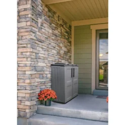 Dmora Armadio Portarifiuti Da Esterno O Interno, Mobile Porta 3 Sacchi A 2 Ante, 100% Made In Italy, Cm 68x37h84, Colore Grigio, Con Imballo Rinforzato