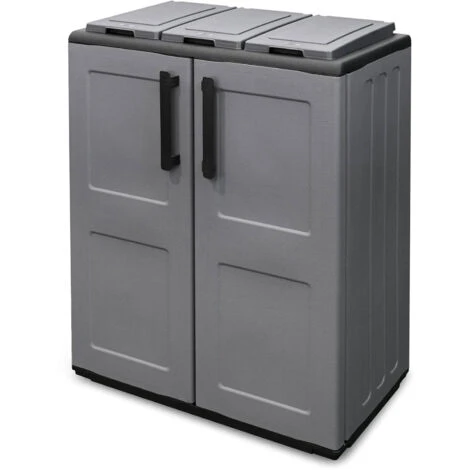 Dmora Armadio Portarifiuti Da Esterno O Interno, Mobile Porta 3 Sacchi A 2 Ante, 100% Made In Italy, Cm 68x37h84, Colore Grigio, Con Imballo Rinforzato 2 Dmora Armadio Portarifiuti Da Esterno O Interno, Mobile Porta 3 Sacchi A 2 Ante, 100% Made In Italy, Cm 68x37h84, Colore Grigio, Con Imballo Rinforzato - immagine 2