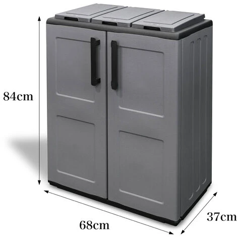 Dmora Armadio Portarifiuti Da Esterno O Interno, Mobile Porta 3 Sacchi A 2 Ante, 100% Made In Italy, Cm 68x37h84, Colore Grigio, Con Imballo Rinforzato 3 Dmora Armadio Portarifiuti Da Esterno O Interno, Mobile Porta 3 Sacchi A 2 Ante, 100% Made In Italy, Cm 68x37h84, Colore Grigio, Con Imballo Rinforzato - immagine 3