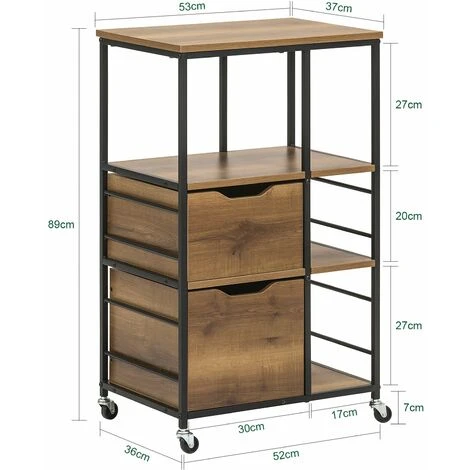 SoBuy Carrello Da Cucina Con 2 Cassetti E 3 Ripiani, Carrello Da Servizio, Carrelli Portaoggetti FKW111-PF 2 SoBuy Carrello Da Cucina Con 2 Cassetti E 3 Ripiani, Carrello Da Servizio, Carrelli Portaoggetti FKW111-PF - immagine 2