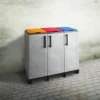Dmora Armadio Portarifiuti Da Esterno O Interno, Mobile Porta 3 Sacchi A 3 Ante, 100% Made In Italy, Cm 102x37h90, Colore Grigio Chiaro E Coperchi Colorati, Con Imballo Rinforzato