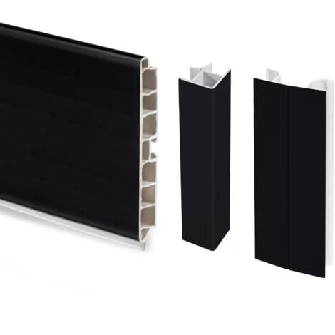 Emuca Kit Battiscopa Da Cucina Plasline Con Accessori Per Unione, Altezza 100 Mm, 2,35 M, Plastica Nera, Tecnoplastica, 1 U. 2 Emuca Kit Battiscopa Da Cucina Plasline Con Accessori Per Unione, Altezza 100 Mm, 2,35 M, Plastica Nera, Tecnoplastica, 1 U. - immagine 2