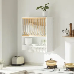SoBuy Porta Piatti D'angolo Pensile Cucina Scolapiatti Da Muro Con 7 Ganci 76x47x12 Cm KCR09-W -Wenko Negozio 51912997 5