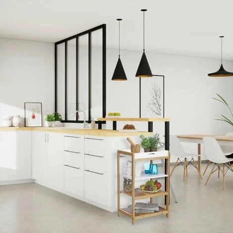 Relaxdays Scaffale Da Bagno Con Vassoio Estraibile, In Bambù, Mobiletto Autoportante HxLxP: 70x43x33 Cm, Naturale Bianco 2 Relaxdays Scaffale Da Bagno Con Vassoio Estraibile, In Bambù, Mobiletto Autoportante HxLxP: 70x43x33 Cm, Naturale Bianco - immagine 2