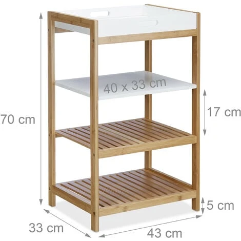 Relaxdays Scaffale Da Bagno Con Vassoio Estraibile, In Bambù, Mobiletto Autoportante HxLxP: 70x43x33 Cm, Naturale Bianco 4 Relaxdays Scaffale Da Bagno Con Vassoio Estraibile, In Bambù, Mobiletto Autoportante HxLxP: 70x43x33 Cm, Naturale Bianco - immagine 4