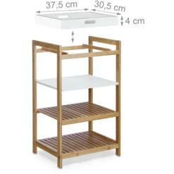 Relaxdays Scaffale Da Bagno Con Vassoio Estraibile, In Bambù, Mobiletto Autoportante HxLxP: 70x43x33 Cm, Naturale Bianco 9 Relaxdays Scaffale Da Bagno Con Vassoio Estraibile, In Bambù, Mobiletto Autoportante HxLxP: 70x43x33 Cm, Naturale Bianco -Wenko Negozio 51969326 5