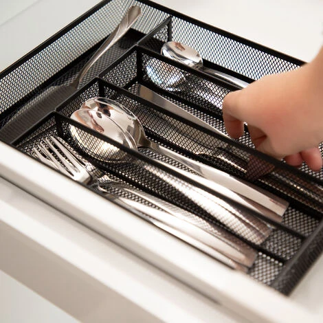 Relaxdays 1002251255 Portaposate Da Cassetto In Metallo Forato, Aperto, Misura M, HxLxP: 5 X 23,5 X 31,7 Cm, Argento 3 Relaxdays 1002251255 Portaposate Da Cassetto In Metallo Forato, Aperto, Misura M, HxLxP: 5 X 23,5 X 31,7 Cm, Argento - immagine 3