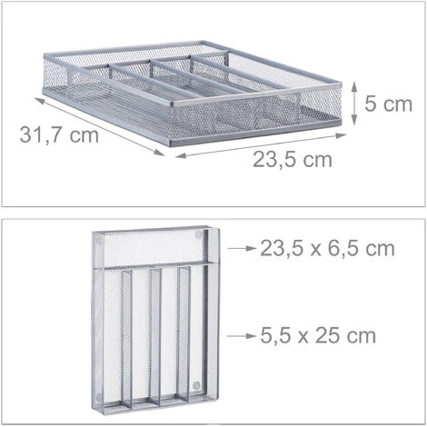 Relaxdays 1002251255 Portaposate Da Cassetto In Metallo Forato, Aperto, Misura M, HxLxP: 5 X 23,5 X 31,7 Cm, Argento 4 Relaxdays 1002251255 Portaposate Da Cassetto In Metallo Forato, Aperto, Misura M, HxLxP: 5 X 23,5 X 31,7 Cm, Argento - immagine 4