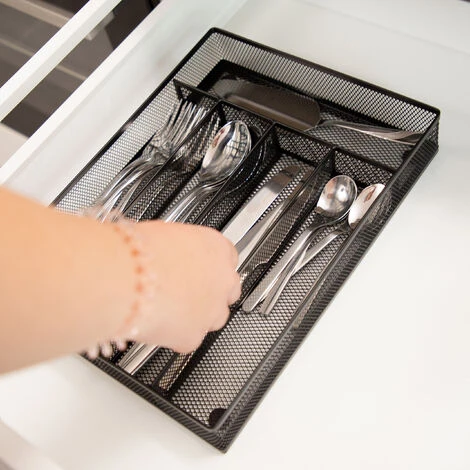 Relaxdays 1002251255 Portaposate Da Cassetto In Metallo Forato, Aperto, Misura M, HxLxP: 5 X 23,5 X 31,7 Cm, Argento 5 Relaxdays 1002251255 Portaposate Da Cassetto In Metallo Forato, Aperto, Misura M, HxLxP: 5 X 23,5 X 31,7 Cm, Argento - immagine 5