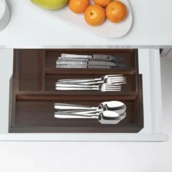 Relaxdays Portaposate Da Cassetto, Estraibile Larghezza Var., Da 5 A 7 Scomparti In Bambù HLP: 5,5x48,5x37 Cm, Marrone -Wenko Negozio 51971387 2