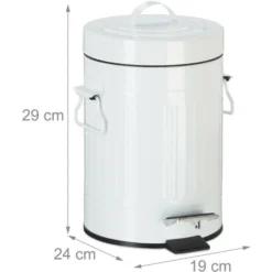 Relaxdays Pattumiera Vintage Con Pedale, Cestino Per La Spazzatura Per Bagno E Cucina, 3 Litri, Bianco -Wenko Negozio 51971655 4