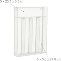 Relaxdays Portaposate Da Cassetto, Metallo, Organizer Per La Cucina, 5 Scomparto, Divisori, HxLxP 5,5x23,5x32 Cm, Bianco -Wenko Negozio 51978049 5