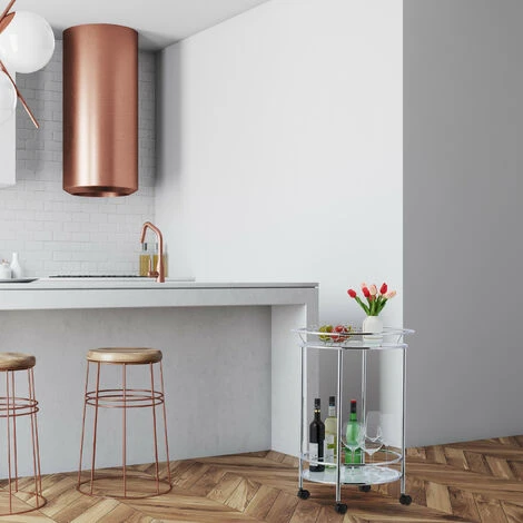 Relaxdays Carrello Da Cucina, 2 Ripiani, Carrellino A Ruote, HxD: 77x56 Cm, Vetro E Metallo Cromato, Argentato Bianco 2 Relaxdays Carrello Da Cucina, 2 Ripiani, Carrellino A Ruote, HxD: 77x56 Cm, Vetro E Metallo Cromato, Argentato Bianco - immagine 2