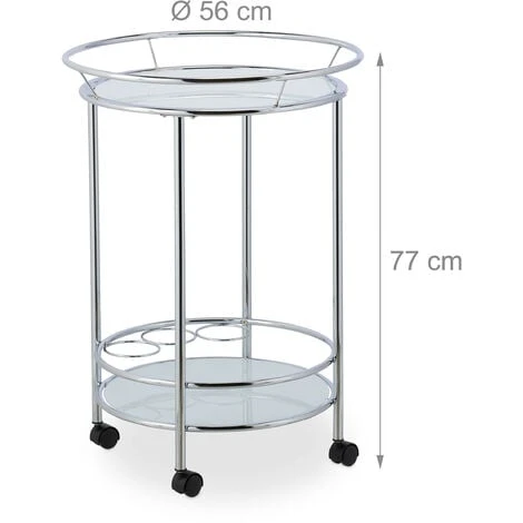 Relaxdays Carrello Da Cucina, 2 Ripiani, Carrellino A Ruote, HxD: 77x56 Cm, Vetro E Metallo Cromato, Argentato Bianco 4 Relaxdays Carrello Da Cucina, 2 Ripiani, Carrellino A Ruote, HxD: 77x56 Cm, Vetro E Metallo Cromato, Argentato Bianco - immagine 4