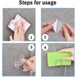 Supporto Per Lavello In Spugna Da 4 Pezzi, Supporto Per Spugna Da Cucina, Supporto Per Spugna Adesivo, Gancio Per Lavello In Spugna, Supporto Per Lavello In Spugna Impermeabile In Acciaio Inossidabile -Wenko Negozio 52009890 5