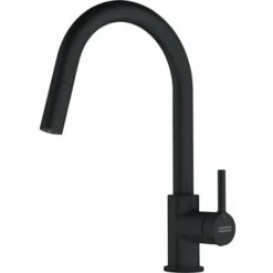 Franke Lina - Miscelatore Da Lavello FC 6051.901 Con Bocca Di Erogazione Estraibile, Nero Opaco 115.0626.053