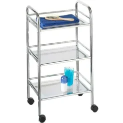 CARRELLO ESTETISTA 3 RIPIANI ACCIAIO CROMATO 4 RUOTE ARREDO BAGNO SALVASPAZIO -Wenko Negozio 5397313 4