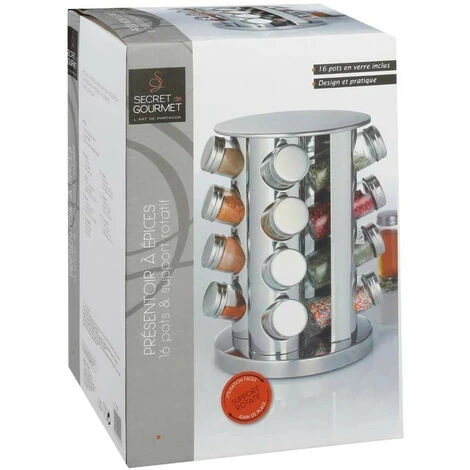 Portaspezie Girevole Con 16 Barattoli In Vetro 4 Portaspezie Girevole Con 16 Barattoli In Vetro - immagine 4