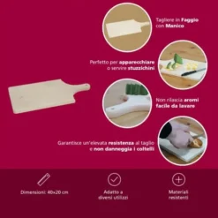 Tagliere In Legno Di Faggio Naturale Con Manico 40x20cm Taglieri Vassoio -Wenko Negozio 54396151 5