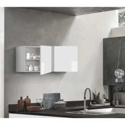 Pensile Cubo Per Cucina Sospeso, Bianco Lucido