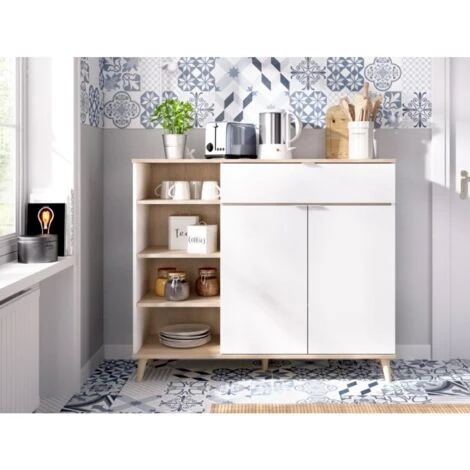 Mobile Cucina 120x40x102 Cm Anita Bianco Opaco E Rovere Naturale Con Due Ante Ed Un Cassetto Bianco E Naturale 1 Mobile Cucina 120x40x102 Cm Anita Bianco Opaco E Rovere Naturale Con Due Ante Ed Un Cassetto Bianco E Naturale